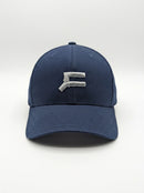 Blue cap with a logo on a white background