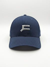Blue cap with a logo on a white background